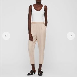 All Saints Alva tapered pant Size 4, Blush, natural viscose + cotton fabric